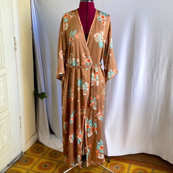 INC Intl Concepts Floral Print Long Wrap Robe. XS. - Picture 3 of 7